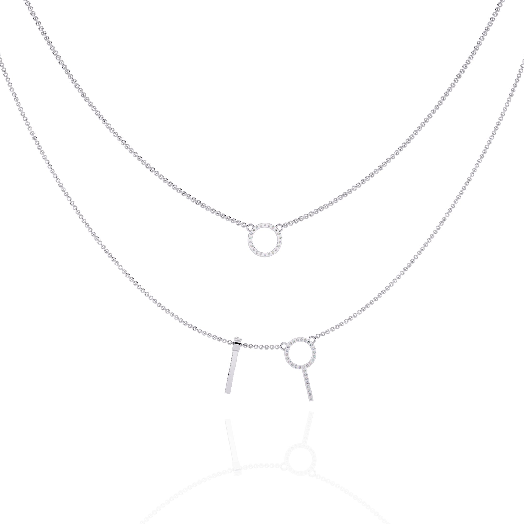 Solitairekart 0.29ct Natural Diamond Orbit and Bar Layered Necklace-HI Color, VS-SI Clarity